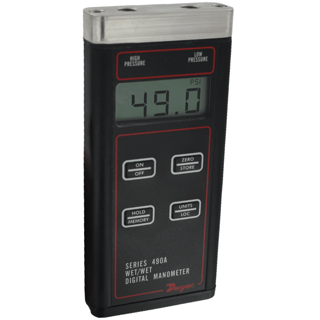 Dwyer Wet/Wet Handheld Digital Manometer, Series 490A